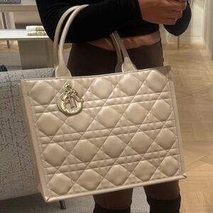 Dior Beige Quilted Tote Bag